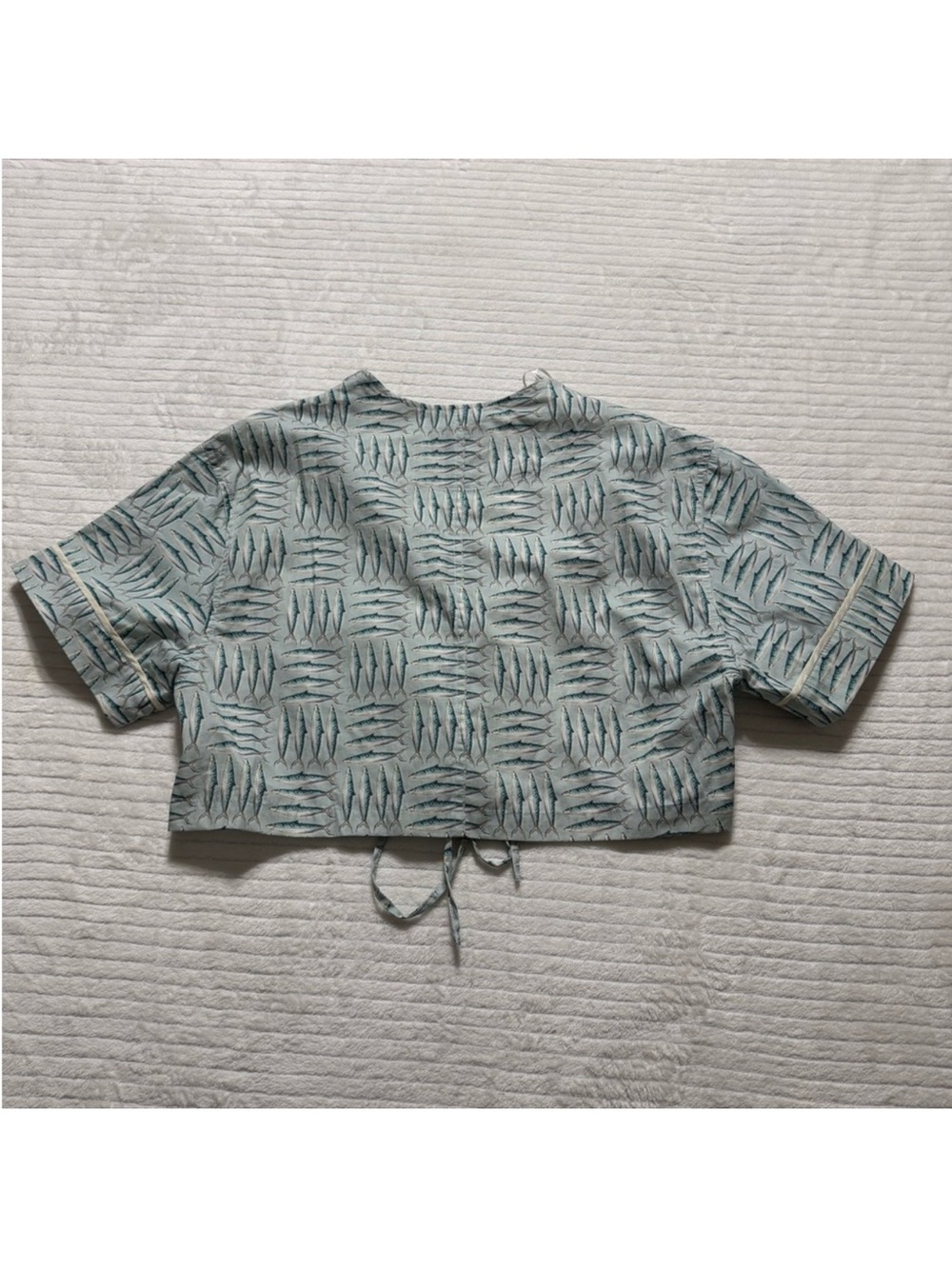 Zara Mint Green Patterned Tie-Front Crop Top - Picture 12 of 12